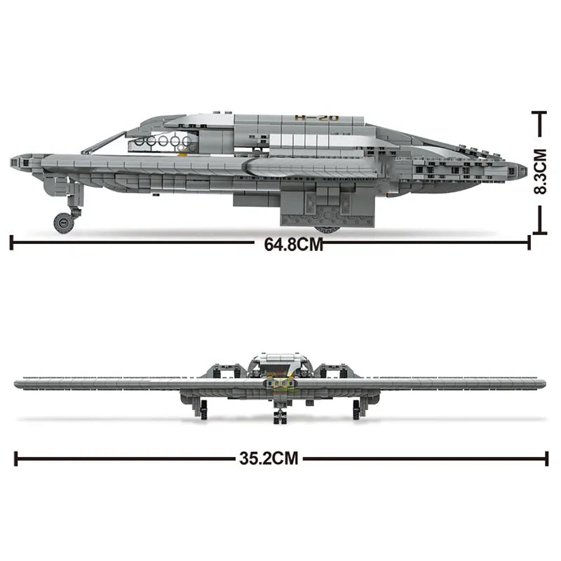 MOC Building Block Set: WW2 Aircraft H-20 Stealth Bomber, Model LY9006