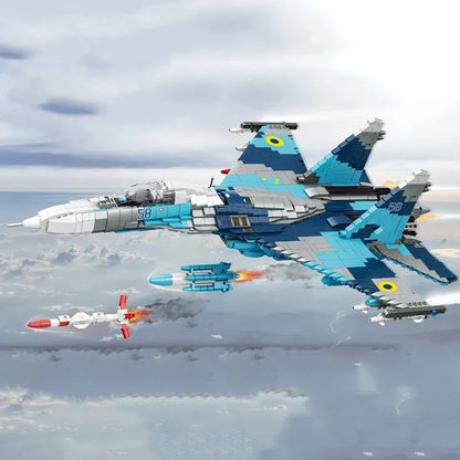 MOC Building Block Set: WW2 Aircraft SU-27 Fighter Jet, Model LY9004