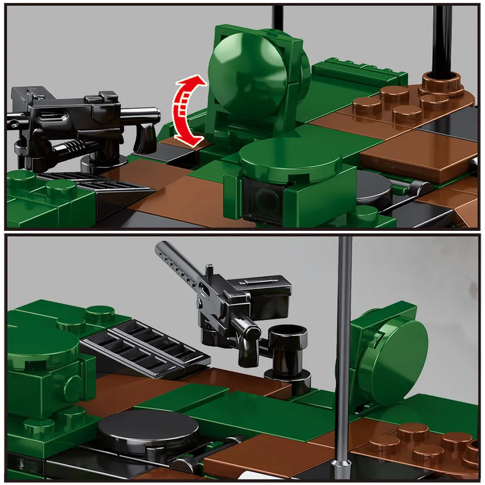 MOC Building Block Set: WW2 Army LECLERC Main Battle Tank, Model S0102