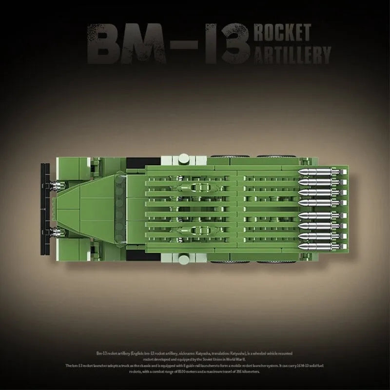 MOC Building Block Set: WW2 BM13 Rocket Artillery Vehicle, Model QG100240