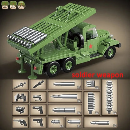 MOC Building Block Set: WW2 BM13 Rocket Artillery Vehicle, Model QG100240