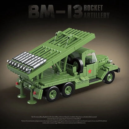 MOC Building Block Set: WW2 BM13 Rocket Artillery Vehicle, Model QG100240