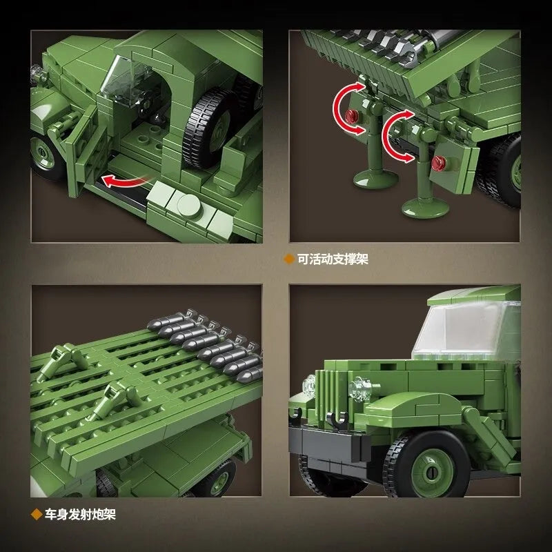 MOC Building Block Set: WW2 BM13 Rocket Artillery Vehicle, Model QG100240