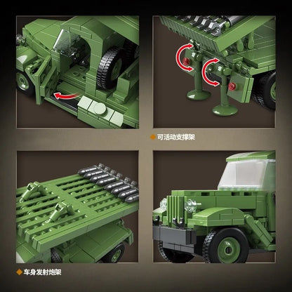 MOC Building Block Set: WW2 BM13 Rocket Artillery Vehicle, Model QG100240