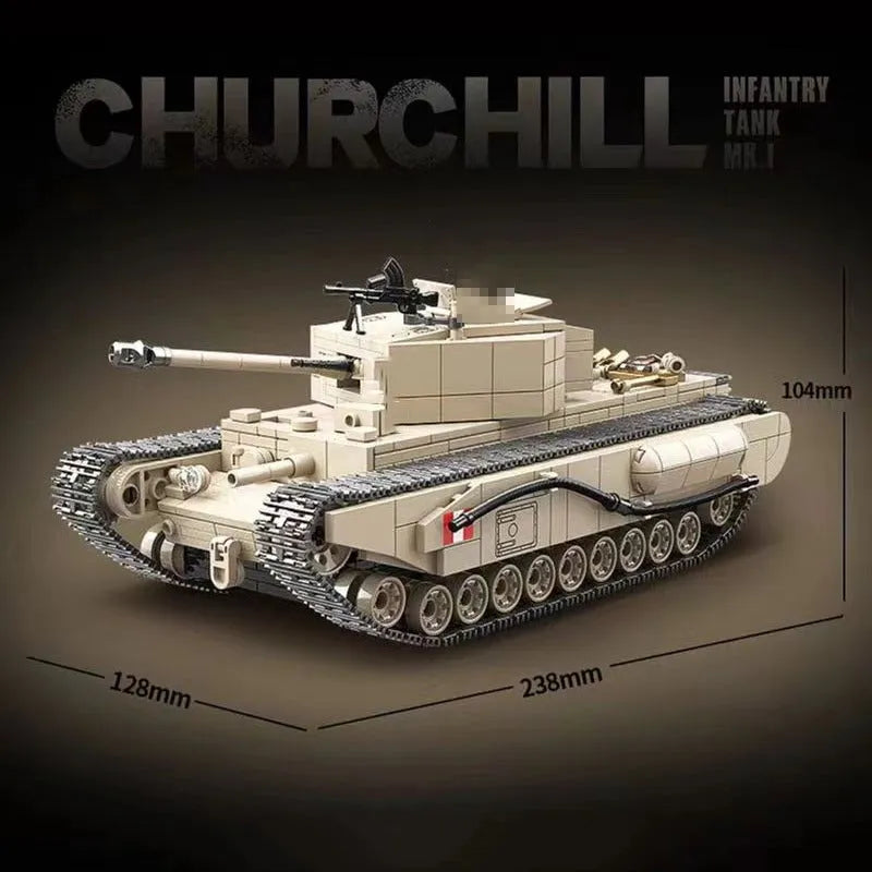 MOC Building Block Set: WW2 Churchill Infantry UK Tank, Model 100238