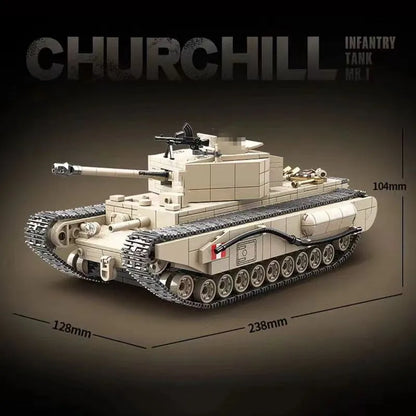 MOC Building Block Set: WW2 Churchill Infantry UK Tank, Model 100238