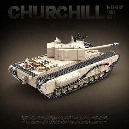 MOC Building Block Set: WW2 Churchill Infantry UK Tank, Model 100238