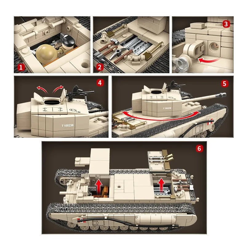 MOC Building Block Set: WW2 Churchill Infantry UK Tank, Model 100238