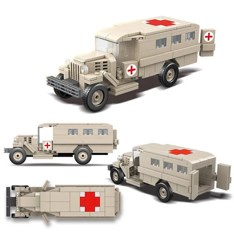 MOC Building Block Set: WW2 GAZ-55 Ambulance Vehicle, Model QG100112