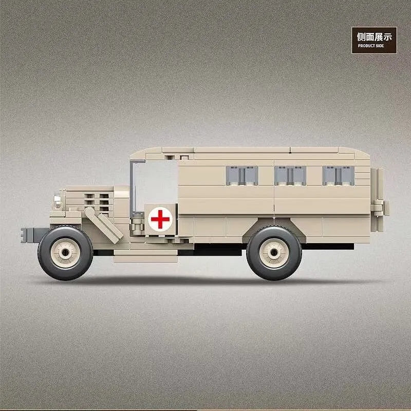 MOC Building Block Set: WW2 GAZ-55 Ambulance Vehicle, Model QG100112