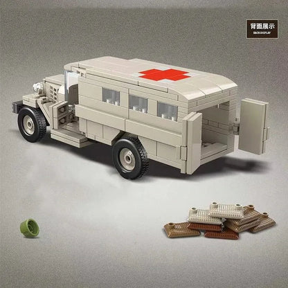 MOC Building Block Set: WW2 GAZ-55 Ambulance Vehicle, Model QG100112
