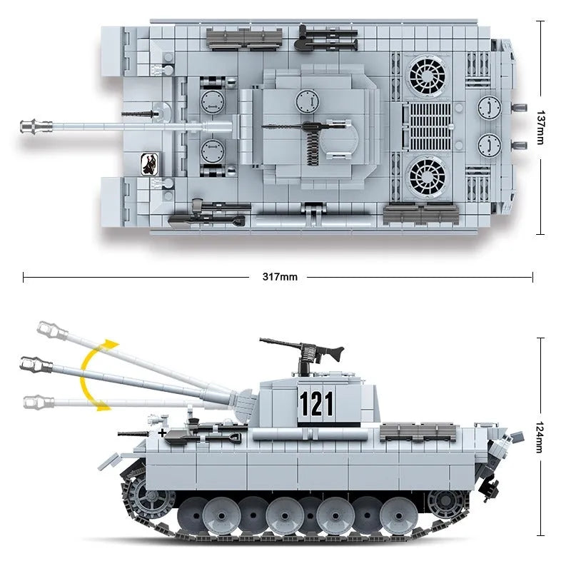 MOC Building Block Set: WW2 German Panther Tank, Model 100064