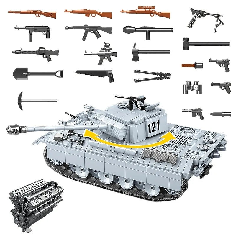 MOC Building Block Set: WW2 German Panther Tank, Model 100064