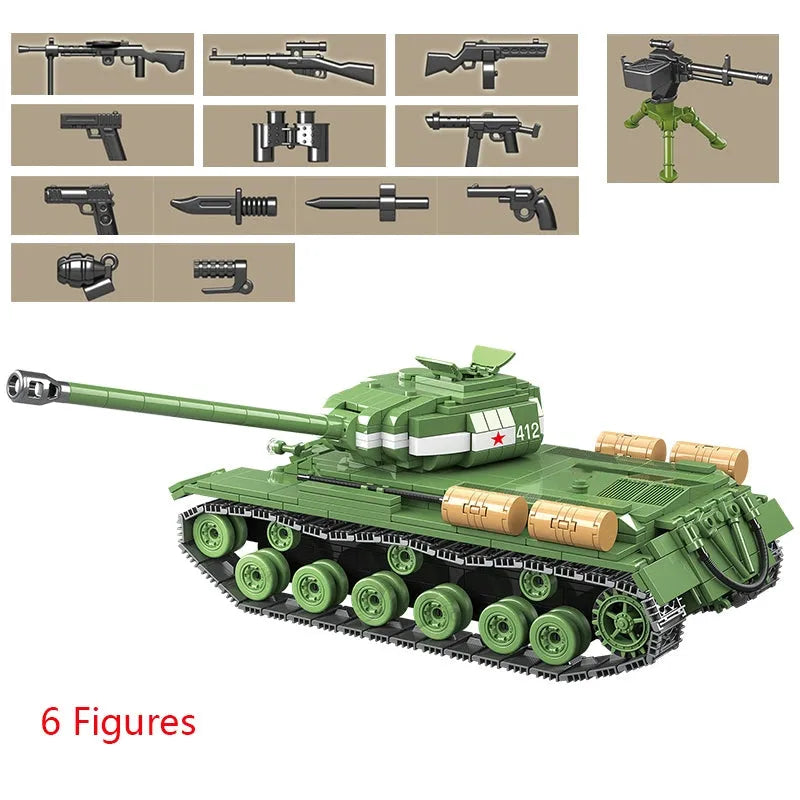 MOC Building Block Set: WW2 Soviet Army IS-2M Heavy Tank, Model 100062