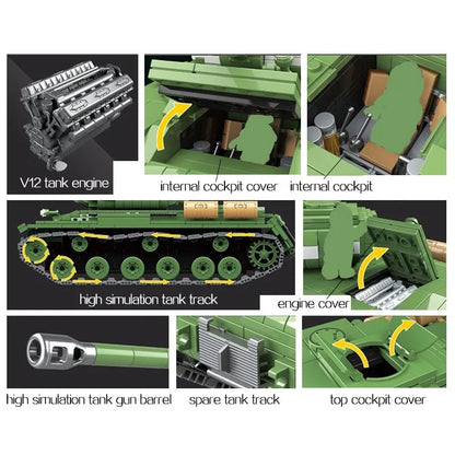 MOC Building Block Set: WW2 Soviet Army IS-2M Heavy Tank, Model 100062