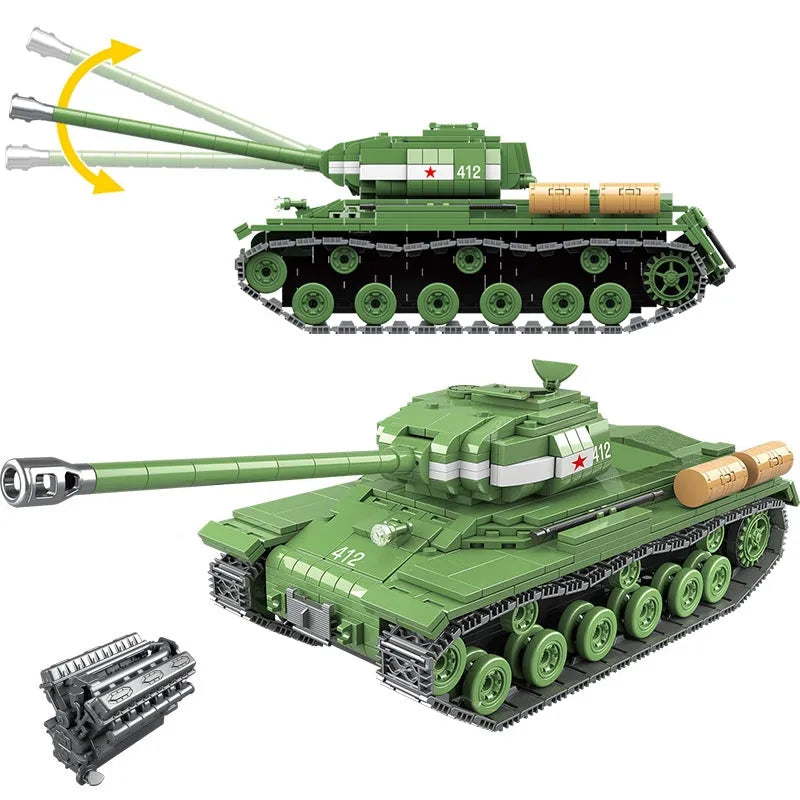 MOC Building Block Set: WW2 Soviet Army IS-2M Heavy Tank, Model 100062