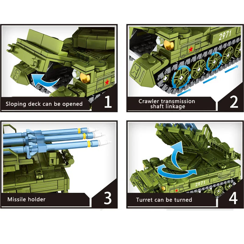 MOC Building Block Set: WW2 Soviet SA-6 Air Defense Missile, Model SY1673