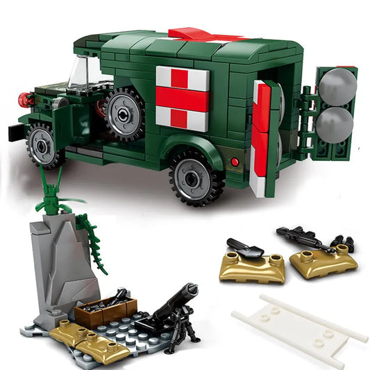 MOC Building Block Set: WW2 US Army Ambulance Car, Model SY1724