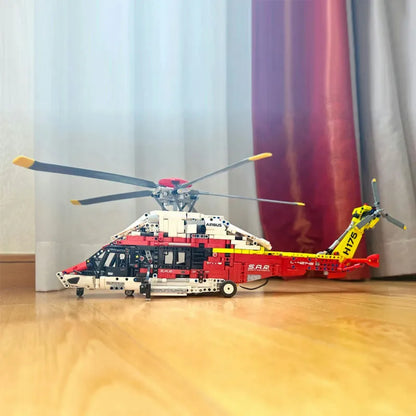 MOC Building Block Set: Motorized Airbus H175 Rescue Helicopter 74666