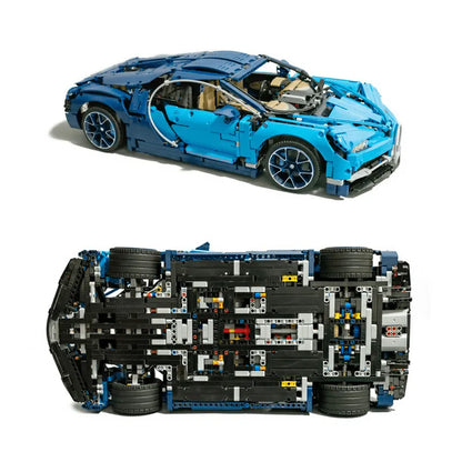 MOC Building Block Set: Motorized APP RC Bugatti Chiron Racing Car, Model 20086PF