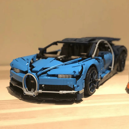 MOC Building Block Set: Motorized APP RC Bugatti Chiron Racing Car, Model 20086PF