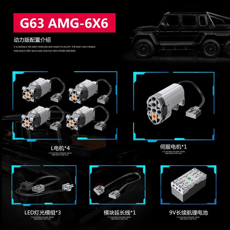 MOC Building Block Set: Motorized Off-Road SUV LAND CRUISER AMG, Model J-901
