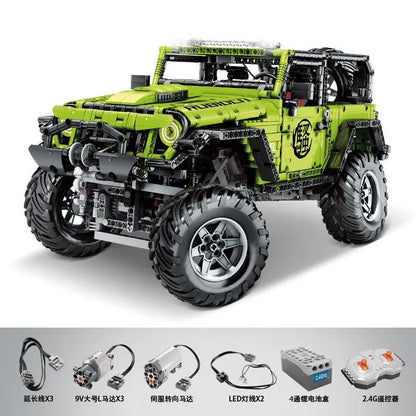 MOC Building Block Set: Motorized RC Off-Road Wrangler Rubicon, Model J902M