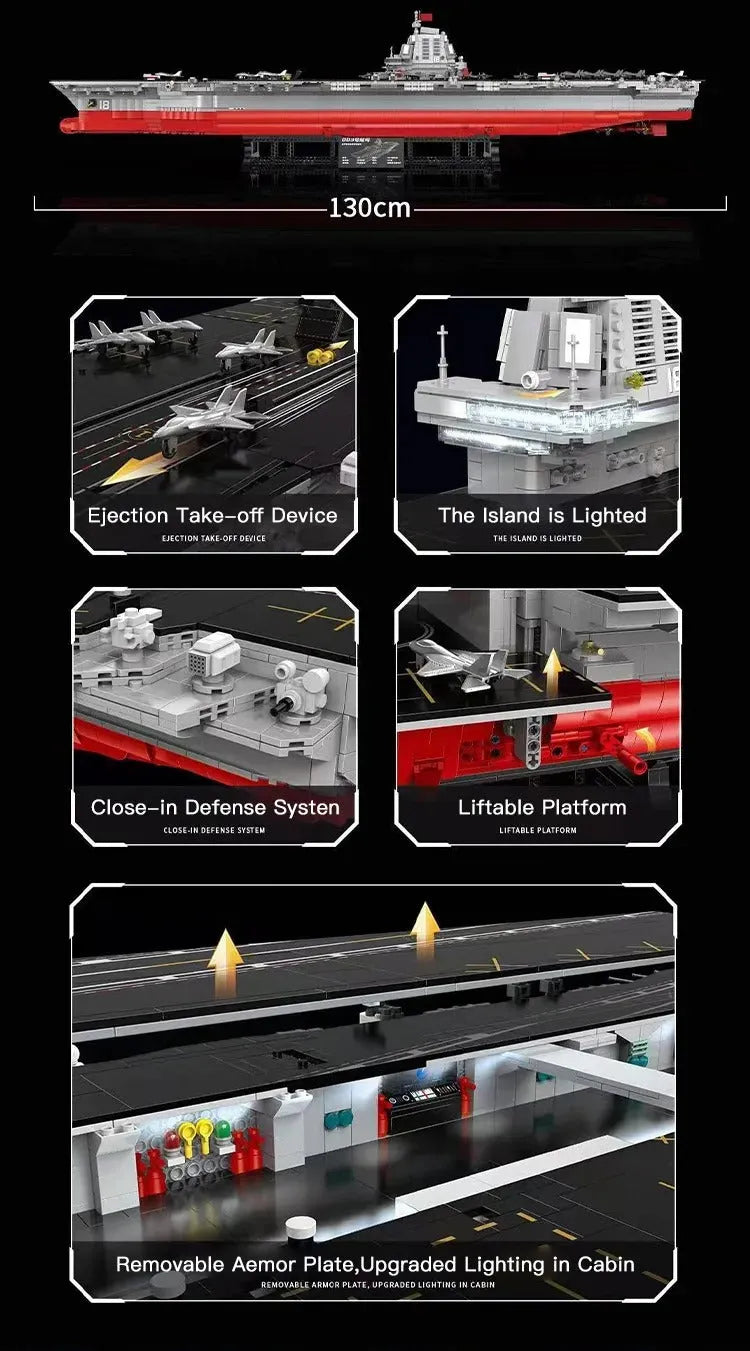 MOC Building Block Set: Navy 003 Military Fujian Aircraft Carrier, Model 20313