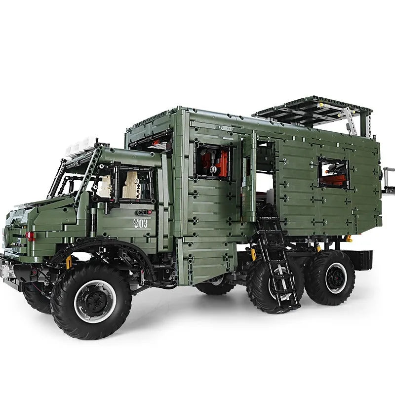 MOC Motorized Building Block Set: RC APP Nomadism Off-Road Unimog Truck