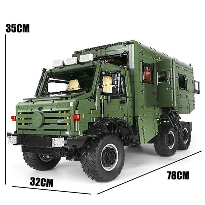 MOC Motorized Building Block Set: RC APP Nomadism Off-Road Unimog Truck