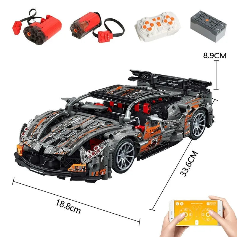 MOC Building Block Set: RC Motorized McLaren Concept Roadster C013, Model C013PF