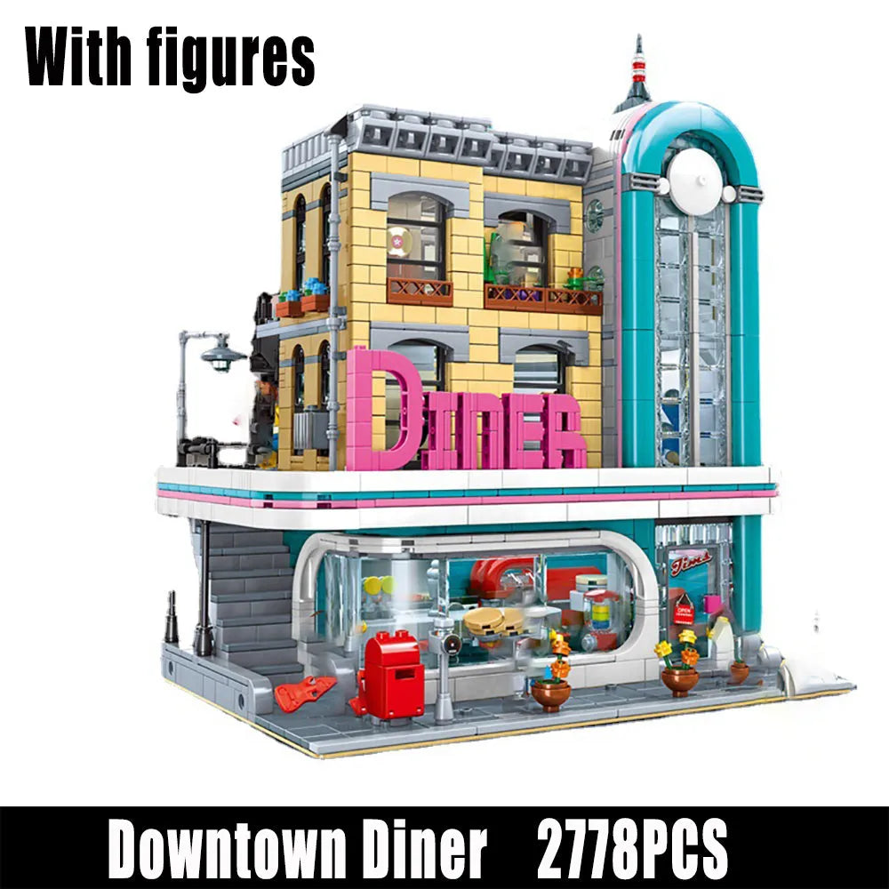 MOC Building Block Set: Street Expert City Downtown Diner 15037