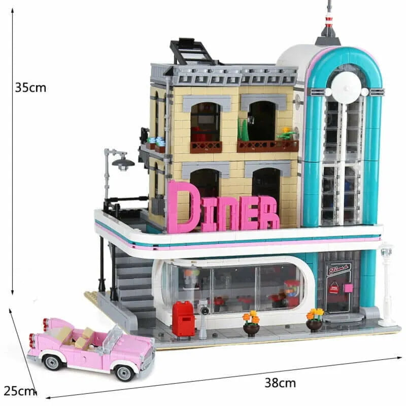 MOC Building Block Set: Street Expert City Downtown Diner 15037