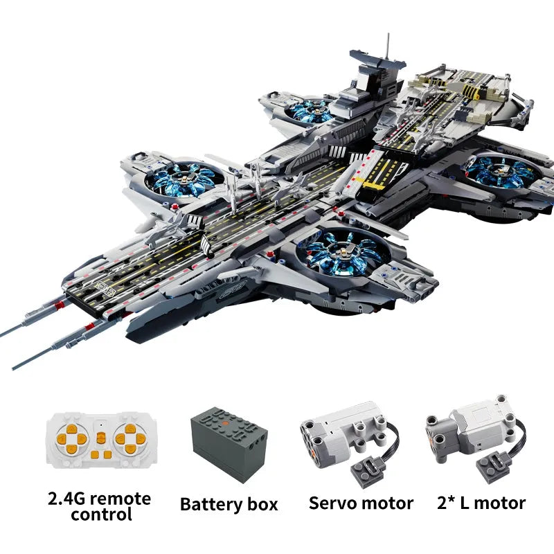 MOC Building Block Set: Super Hero Motorized SHIELD RC Helicarrier, Model K10218