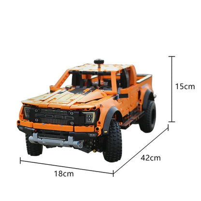 MOC Motorized Building Block Set: A55355 Ford F-150 Raptor Pickup Truck, Model 55355