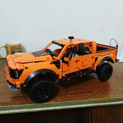 MOC Motorized Building Block Set: A55355 Ford F-150 Raptor Pickup Truck, Model 55355