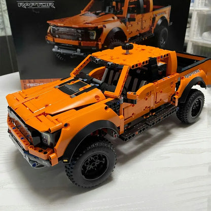 MOC Motorized Building Block Set: A55355 Ford F-150 Raptor Pickup Truck, Model 55355