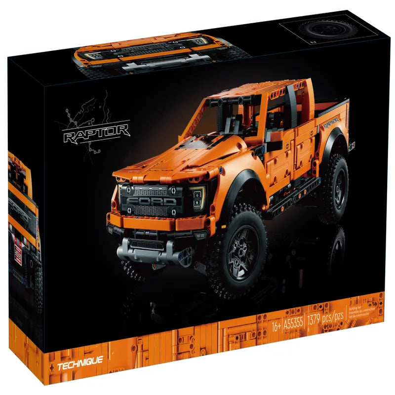 MOC Motorized Building Block Set: A55355 Ford F-150 Raptor Pickup Truck, Model 55355