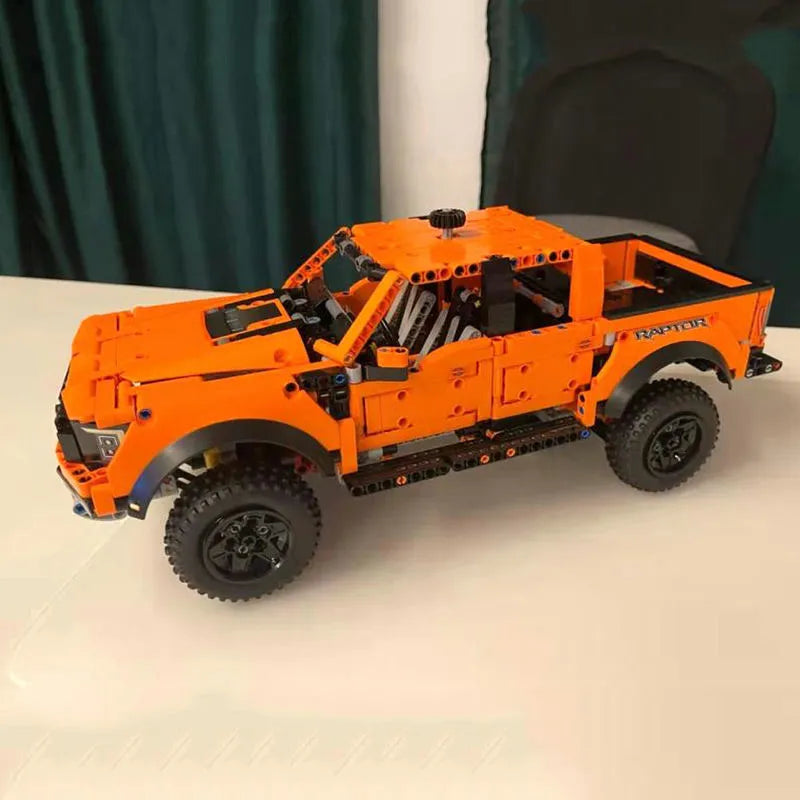 MOC Motorized Building Block Set: A55355 Ford F-150 Raptor Pickup Truck, Model 55355
