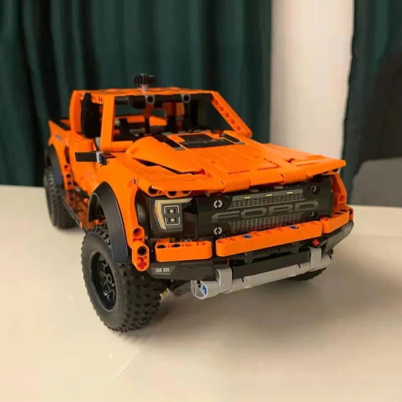 MOC Motorized Building Block Set: A55355 Ford F-150 Raptor Pickup Truck, Model 55355