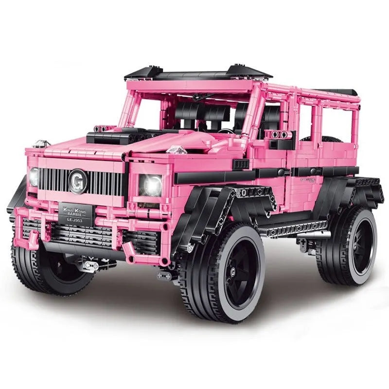 MOC Motorized Building Block Set: King Kong Barbie Pink SUV J903
