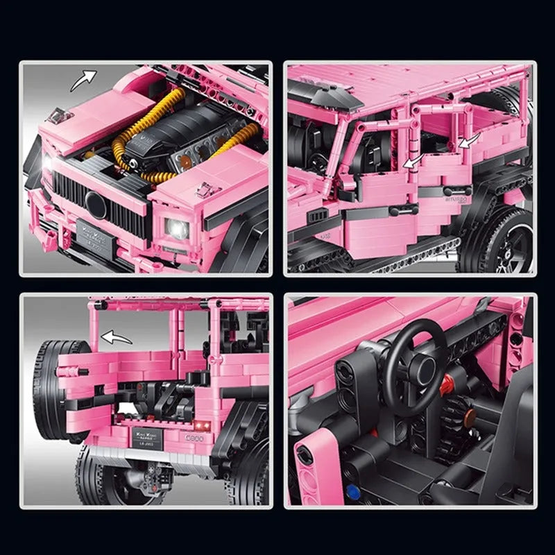 MOC Motorized Building Block Set: King Kong Barbie Pink SUV J903