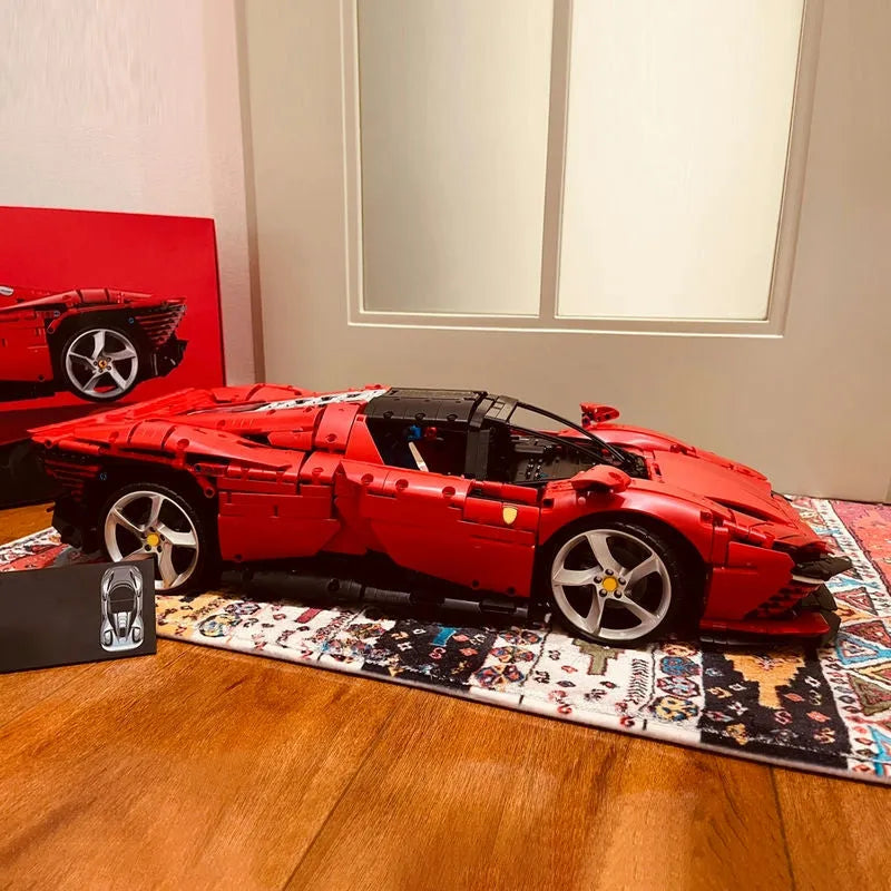 MOC Motorized Building Block Set: Ferrari Daytona SP3 81998 Racing Hyper Car, Model 81998 / 8787 / 8888