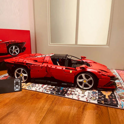 MOC Motorized Building Block Set: Ferrari Daytona SP3 81998 Racing Hyper Car, Model 81998 / 8787 / 8888