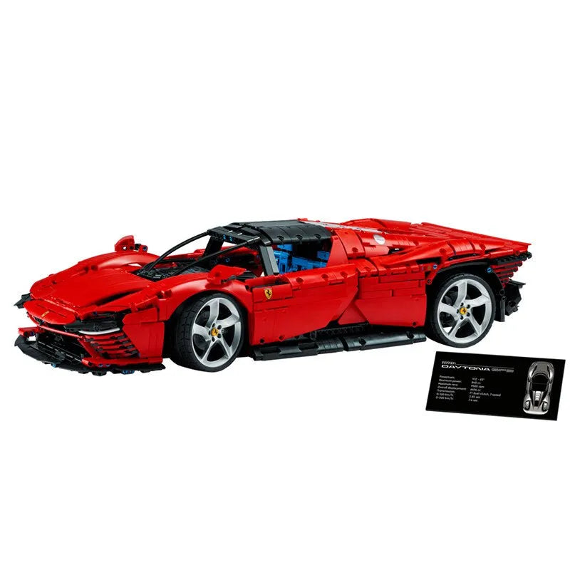 MOC Motorized Building Block Set: Ferrari Daytona SP3 81998 Racing Hyper Car, Model 81998 / 8787 / 8888