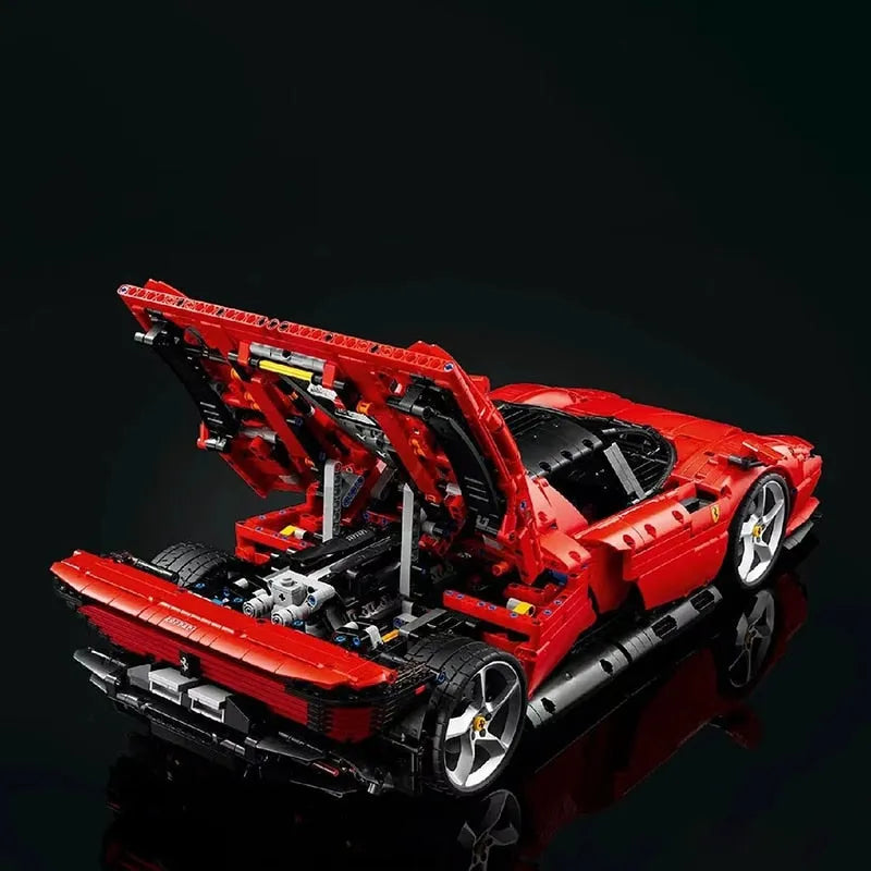 MOC Motorized Building Block Set: Ferrari Daytona SP3 81998 Racing Hyper Car, Model 81998 / 8787 / 8888