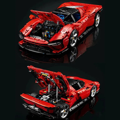 MOC Motorized Building Block Set: Ferrari Daytona SP3 81998 Racing Hyper Car, Model 81998 / 8787 / 8888