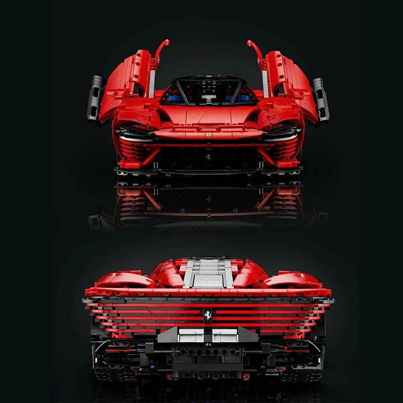MOC Motorized Building Block Set: Ferrari Daytona SP3 81998 Racing Hyper Car, Model 81998 / 8787 / 8888