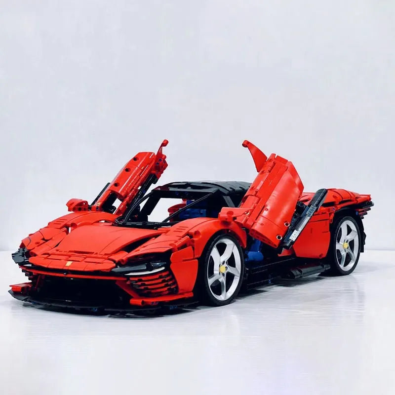 MOC Motorized Building Block Set: Ferrari Daytona SP3 81998 Racing Hyper Car, Model 81998 / 8787 / 8888