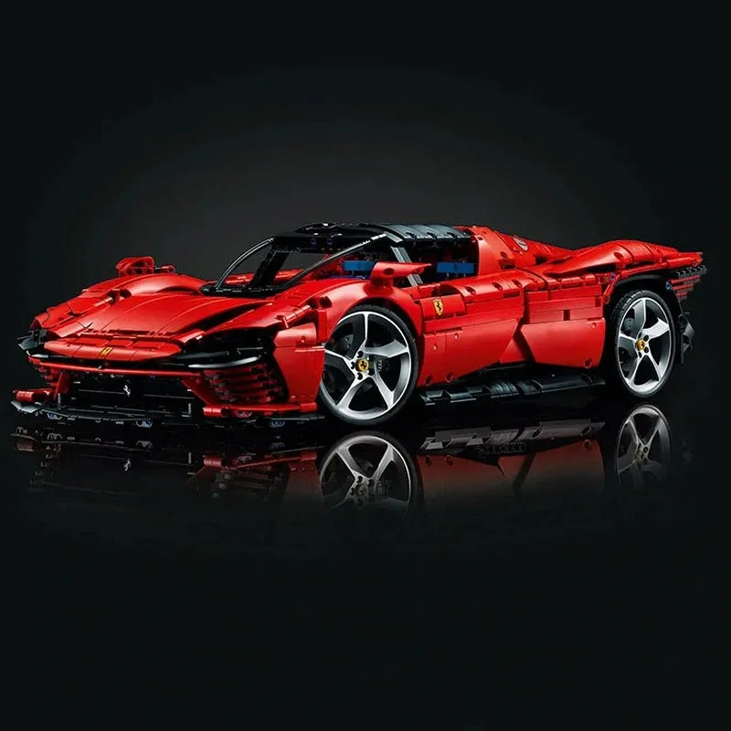 MOC Motorized Building Block Set: Ferrari Daytona SP3 81998 Racing Hyper Car, Model 81998 / 8787 / 8888